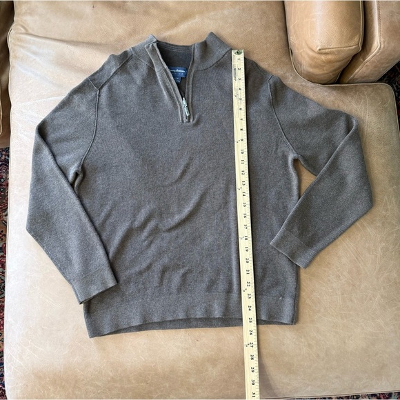 Tommy Bahama Mens Brown Reversible 1/4 Zip Sweater Pullover Size XL - Picture 2 of 6
